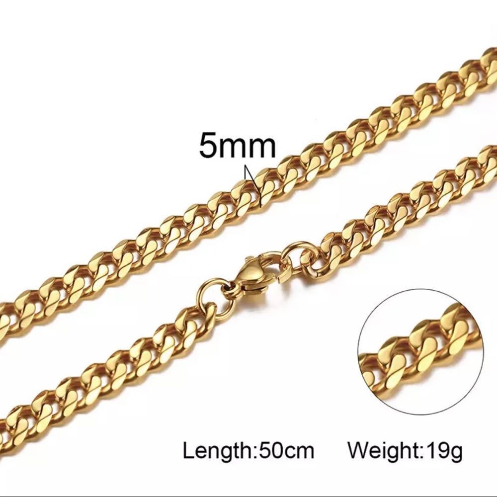 New Men’s 24” Gold Cuban Link Necklace Stainless Steel - Picture 3 of 3